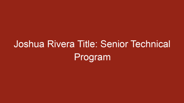 Joshua Rivera Title: Senior Technical Program Manager Company: A9.com