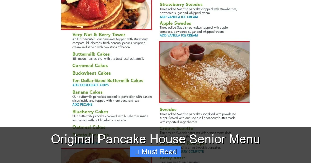Original Pancake House Senior Menu