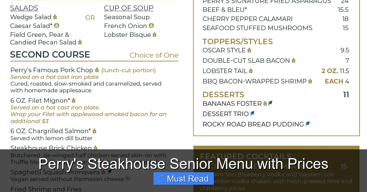 Perry's Steakhouse Senior Menu with Prices