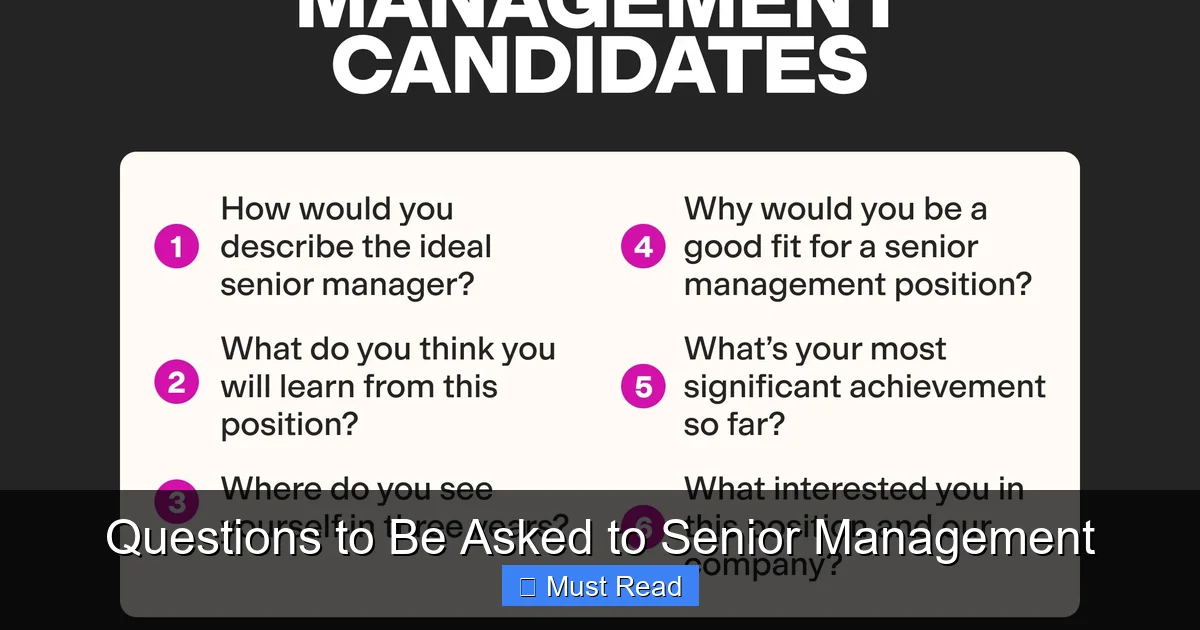 Questions to Be Asked to Senior Management