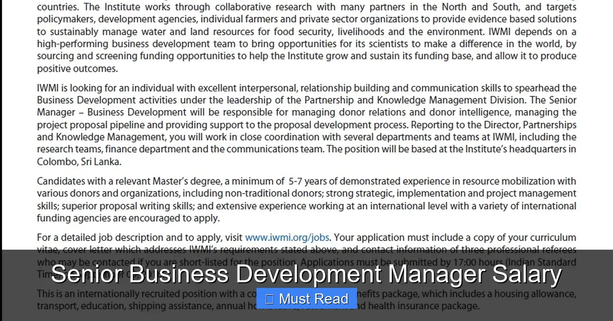 Senior Business Development Manager Salary