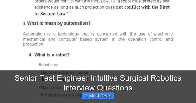Senior Test Engineer Intuitive Surgical Robotics Interview Questions