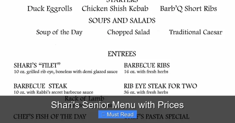 Shari's Senior Menu with Prices