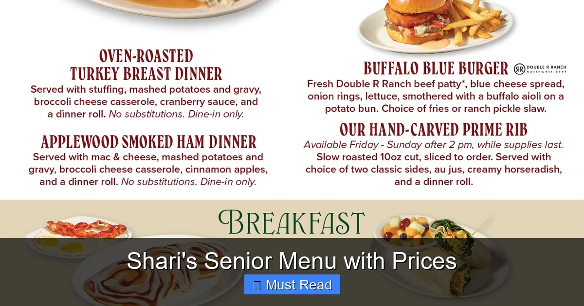 Shari's Senior Menu with Prices