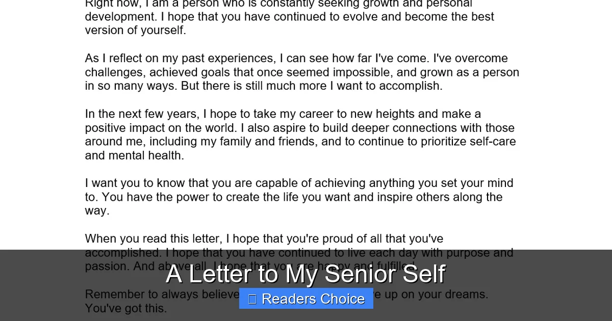 A Letter to My Senior Self