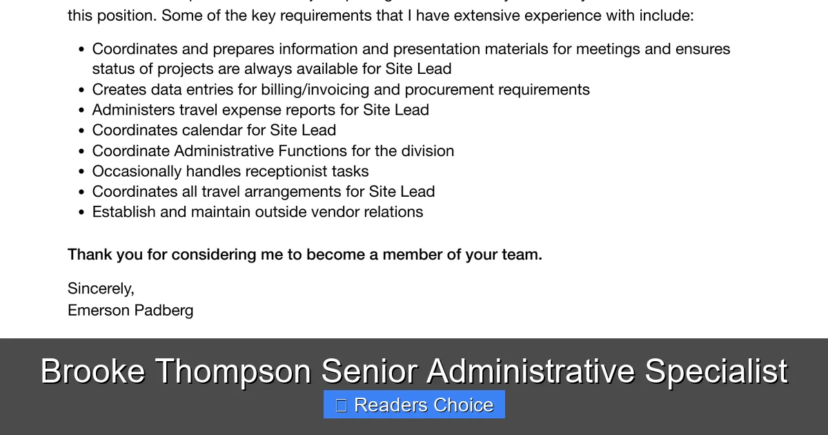 Brooke Thompson Senior Administrative Specialist