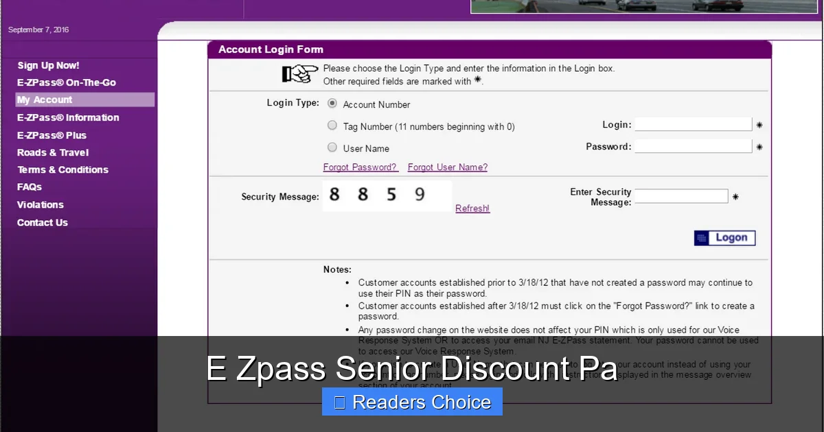 E Zpass Senior Discount Pa