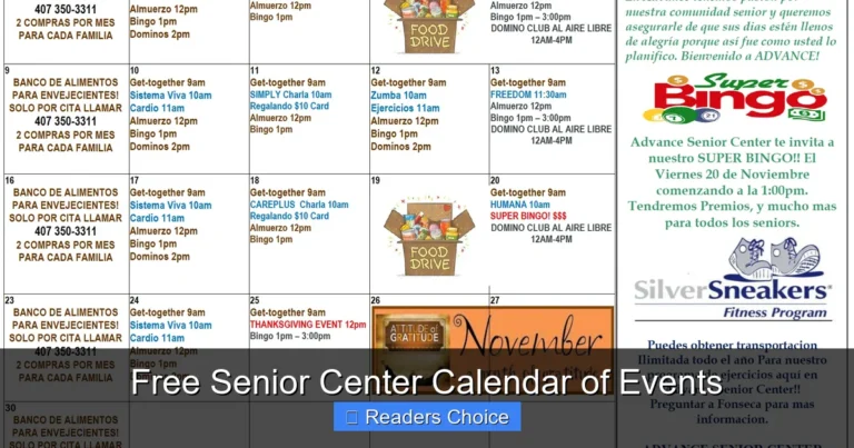 Free Senior Center Calendar of Events