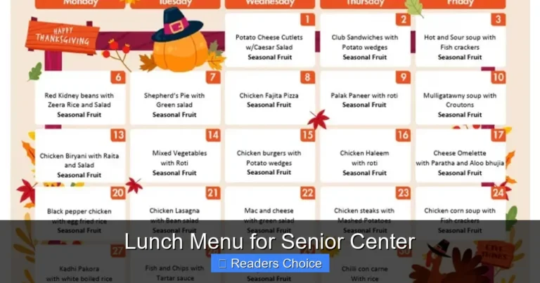 Lunch Menu for Senior Center