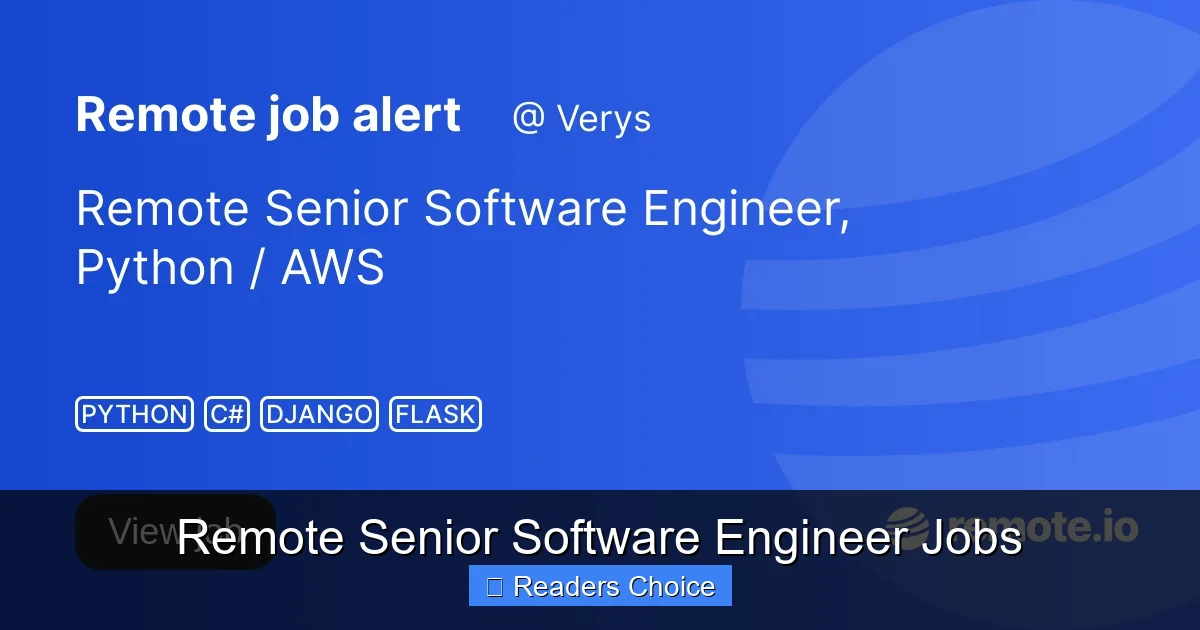 Remote Senior Software Engineer Jobs