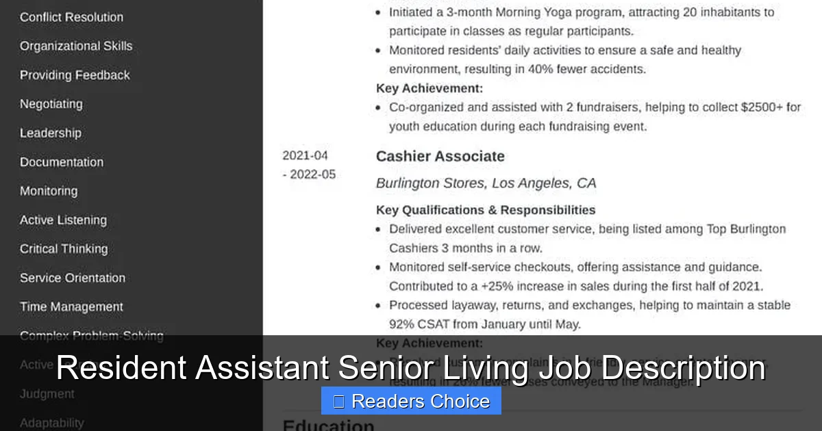 Resident Assistant Senior Living Job Description