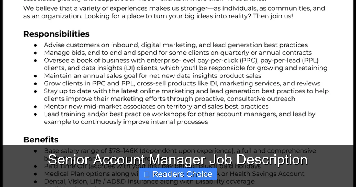 Senior Account Manager Job Description