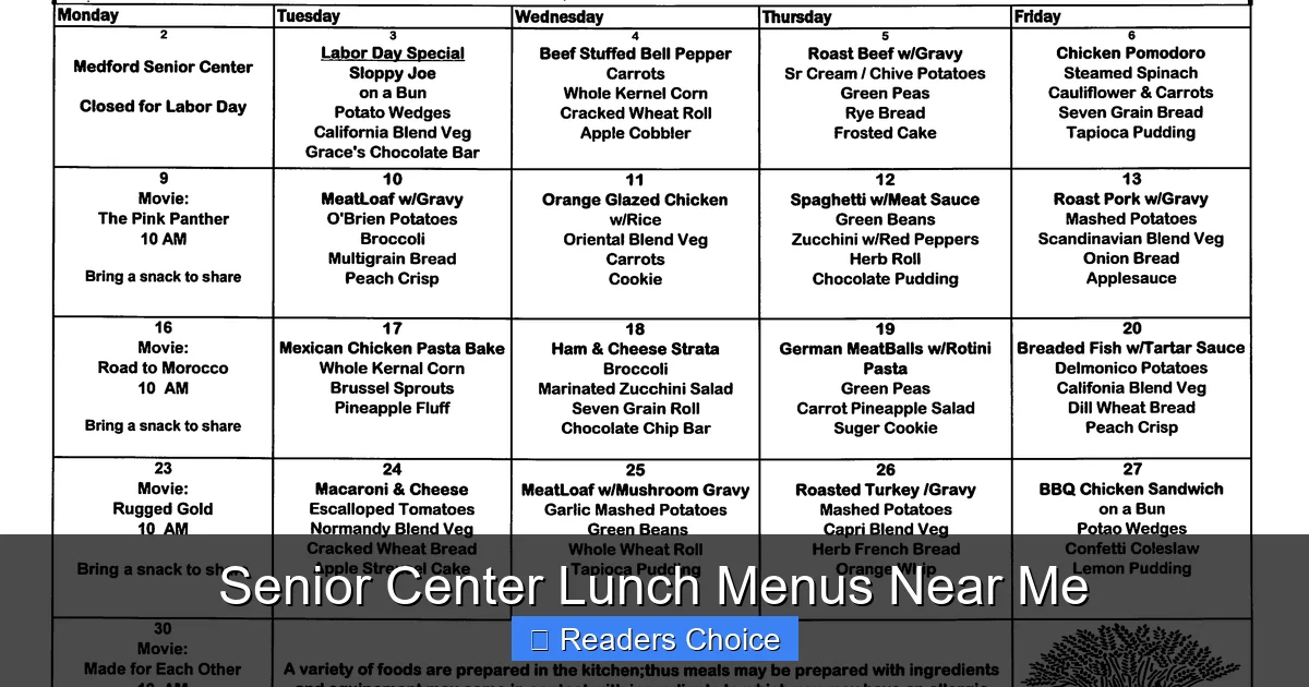 Senior Center Lunch Menus Near Me
