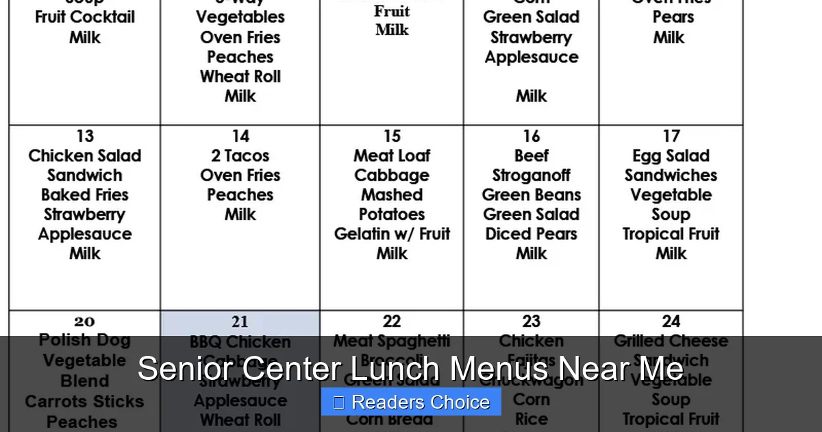 Senior Center Lunch Menus Near Me