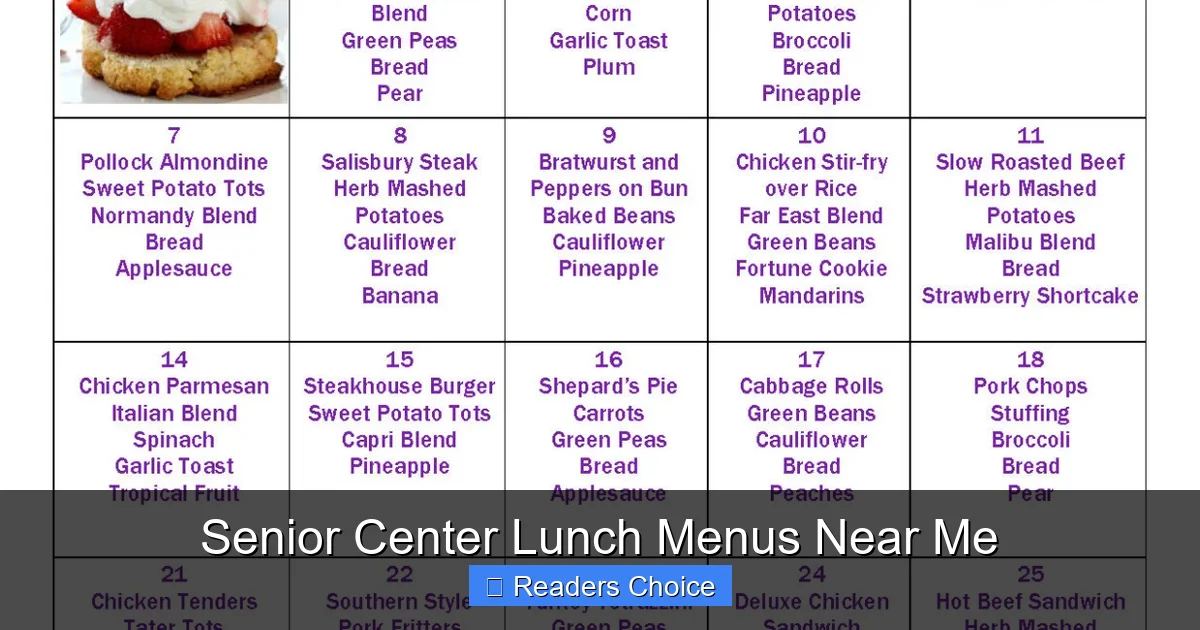 Senior Center Lunch Menus Near Me