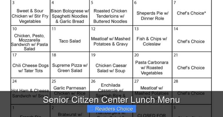 Senior Citizen Center Lunch Menu