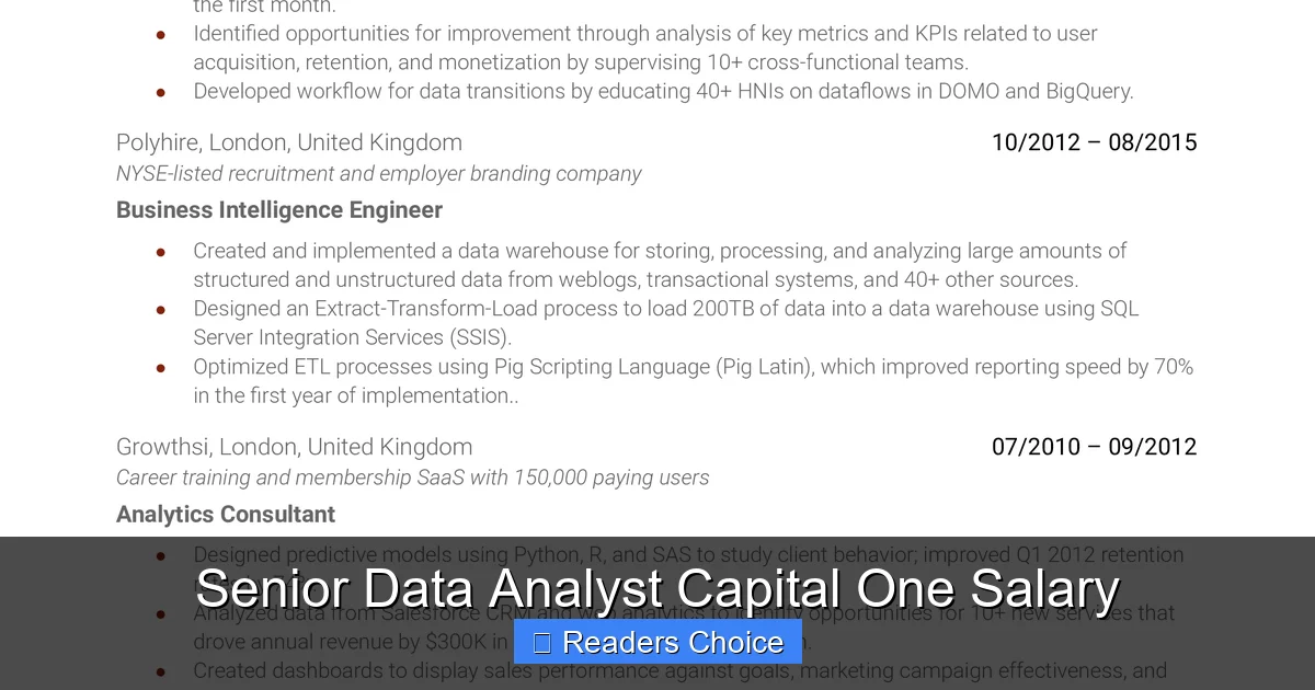 Senior Data Analyst Capital One Salary - SeniorsProTalk