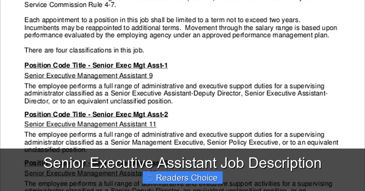 Senior Executive Assistant Job Description