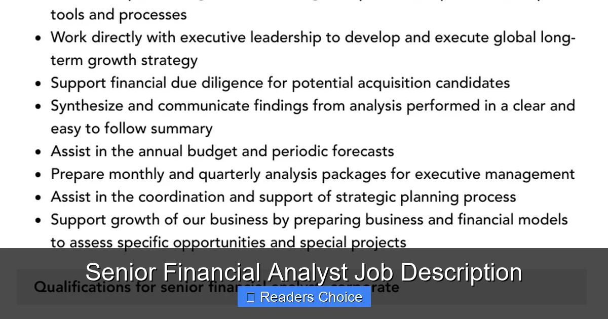 Senior Financial Analyst Job Description