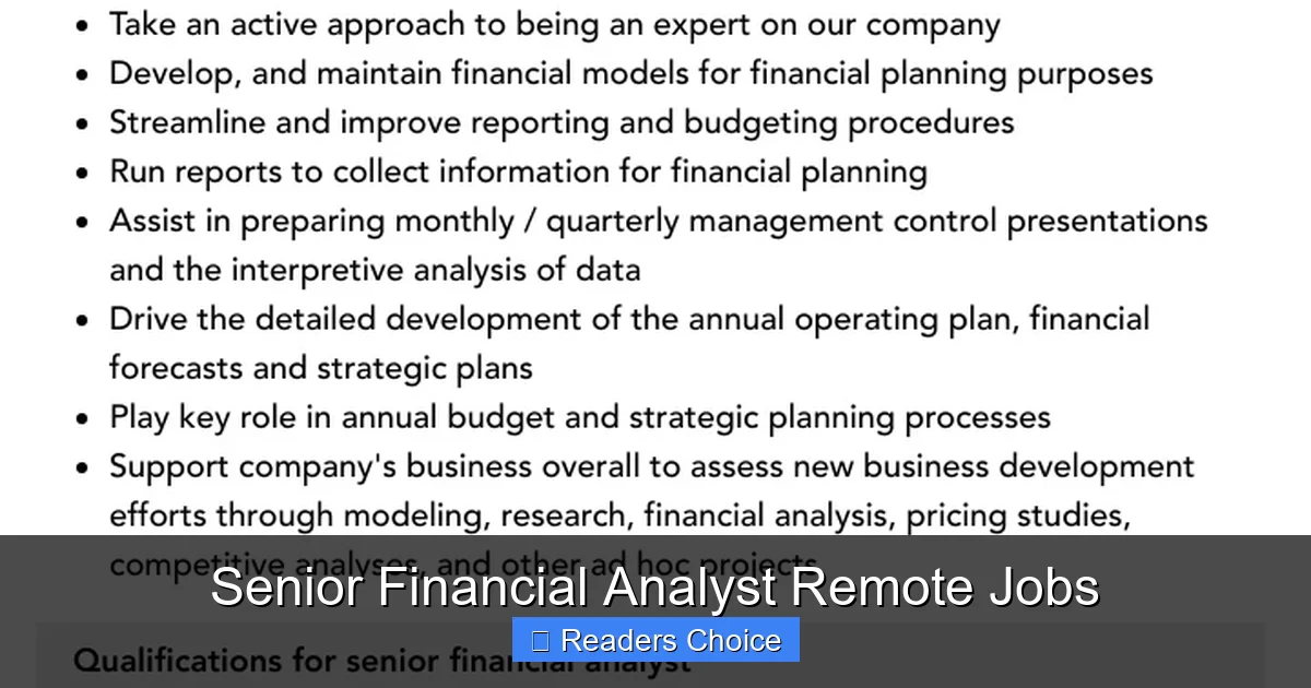 Senior Financial Analyst Remote Jobs