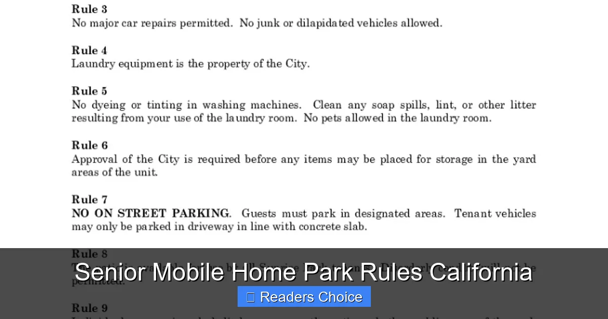 Senior Mobile Home Park Rules California