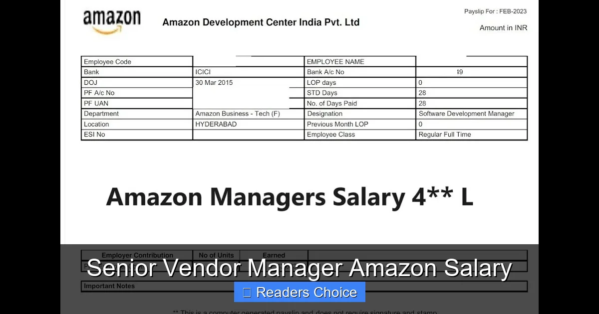 Senior Vendor Manager Amazon Salary