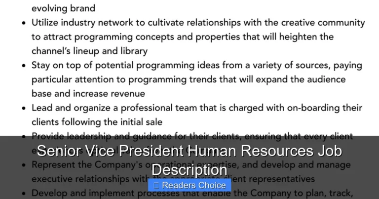 Senior Vice President Human Resources Job Description