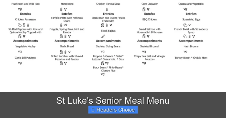 St Luke's Senior Meal Menu