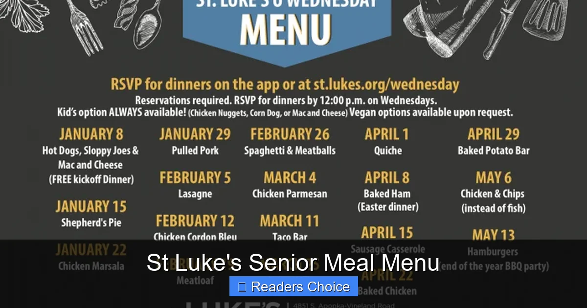 St Luke's Senior Meal Menu