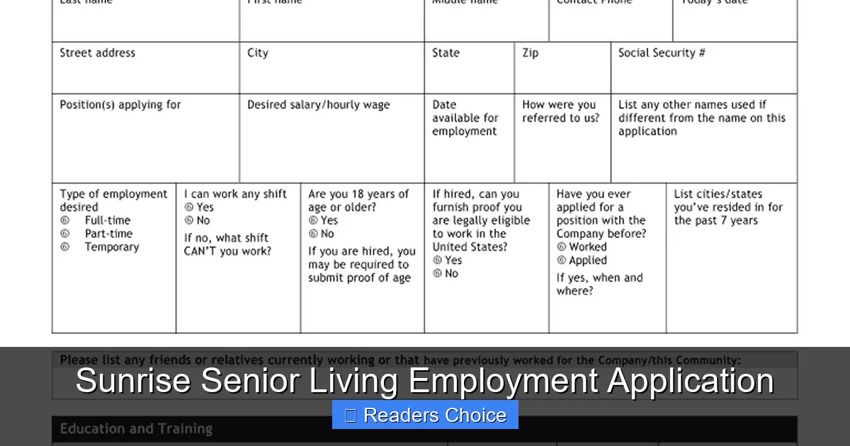 Sunrise Senior Living Employment Application