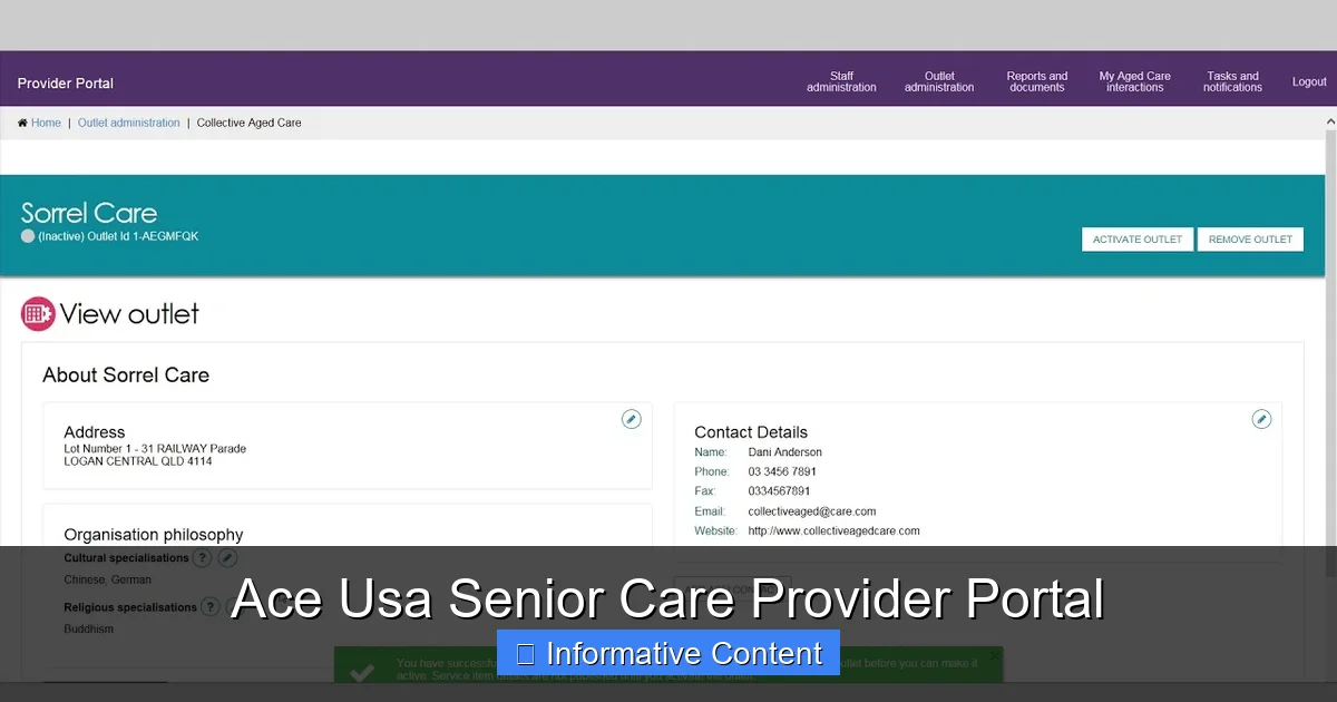 Ace Usa Senior Care Provider Portal