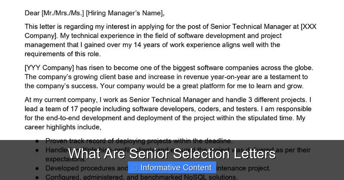 What Are Senior Selection Letters