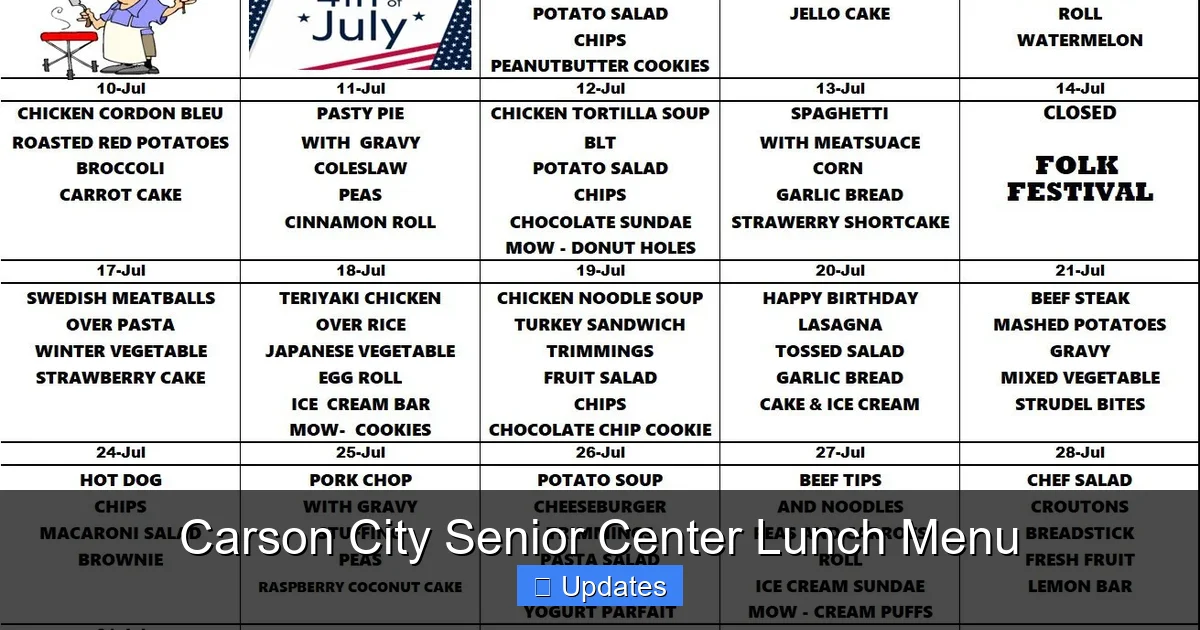 Carson City Senior Center Lunch Menu