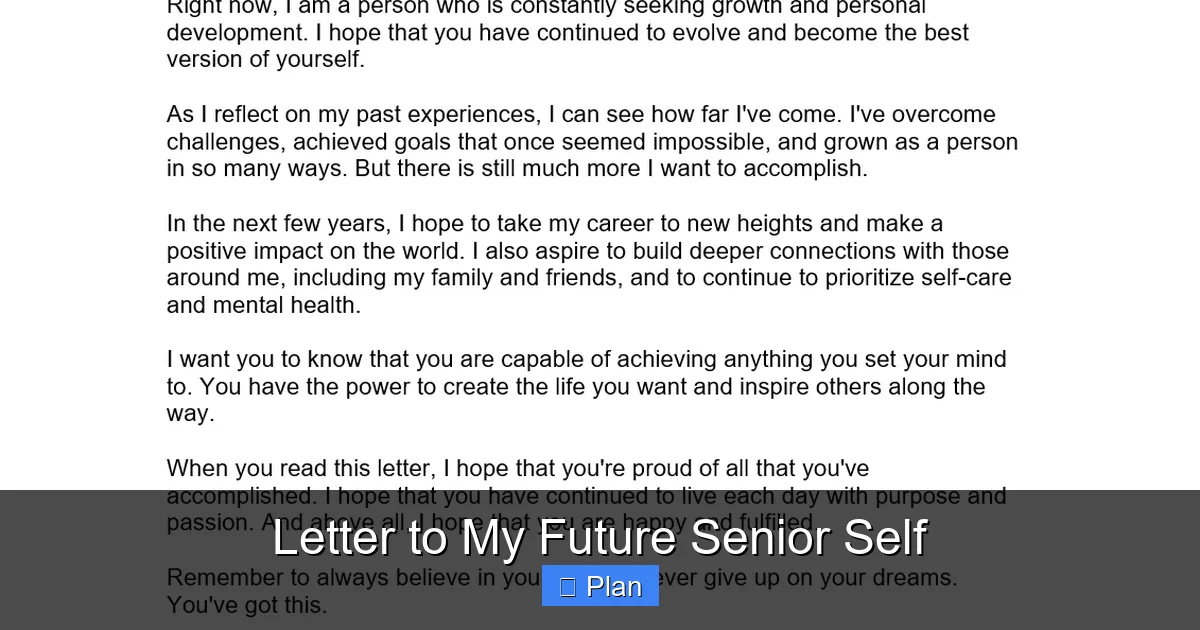 Letter to My Future Senior Self