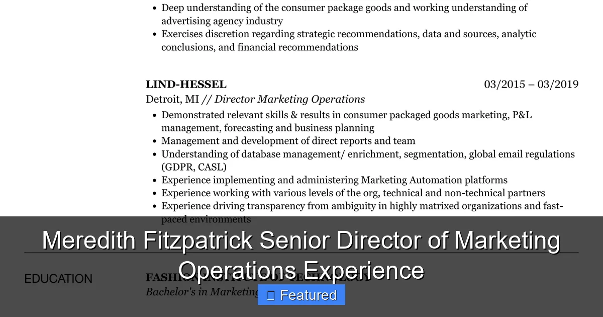 Meredith Fitzpatrick Senior Director of Marketing Operations Experience