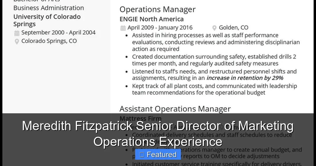 Meredith Fitzpatrick Senior Director of Marketing Operations Experience