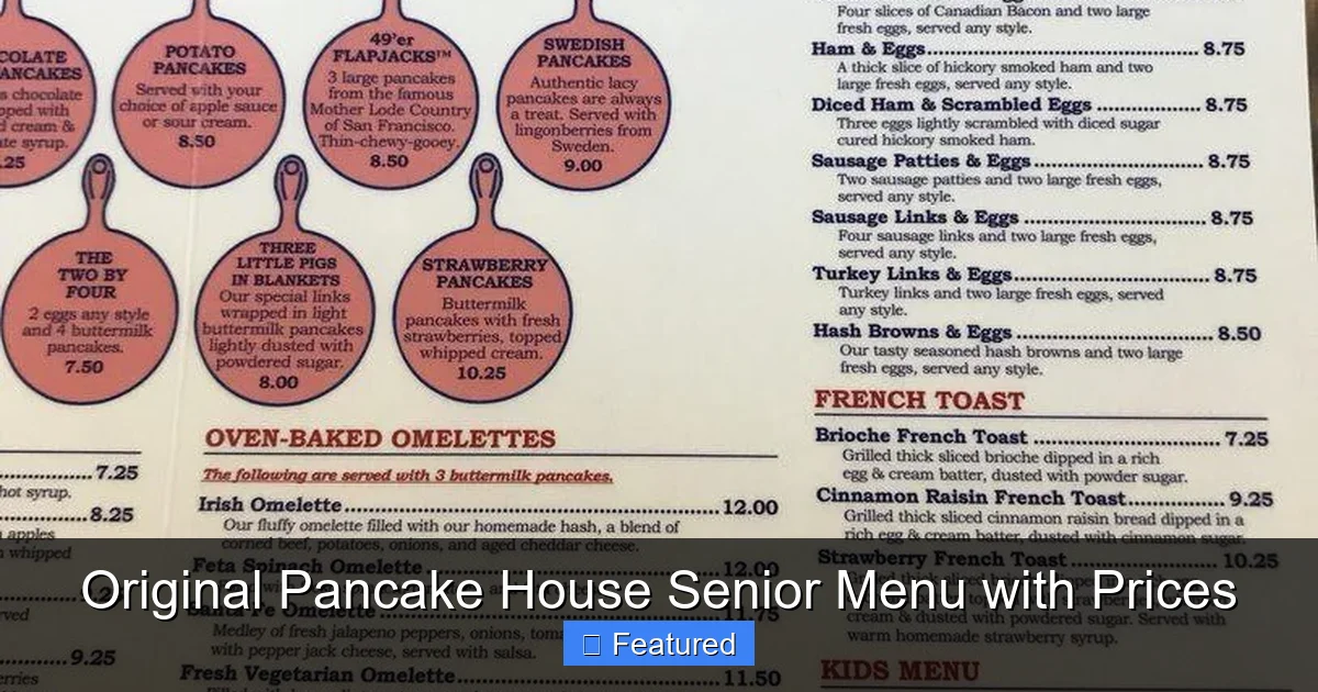 Original Pancake House Senior Menu with Prices
