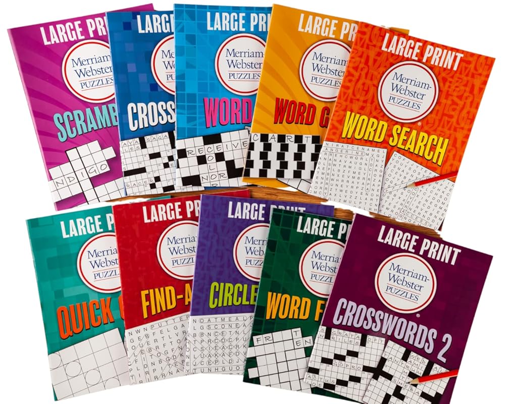 Large Print Merriam-Webster Puzzles 10 Booklet Set: Brain Games with L