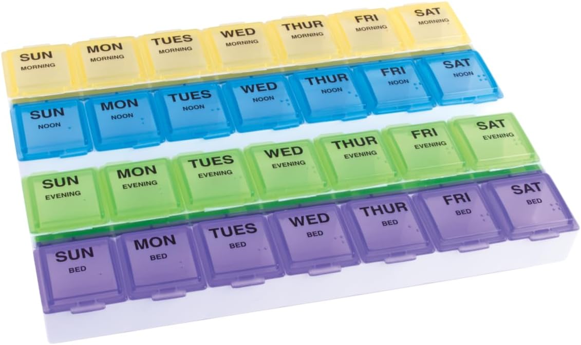 EZY DOSE Weekly 7-Day Pill Organizer with Large Rounded Base Compartme
