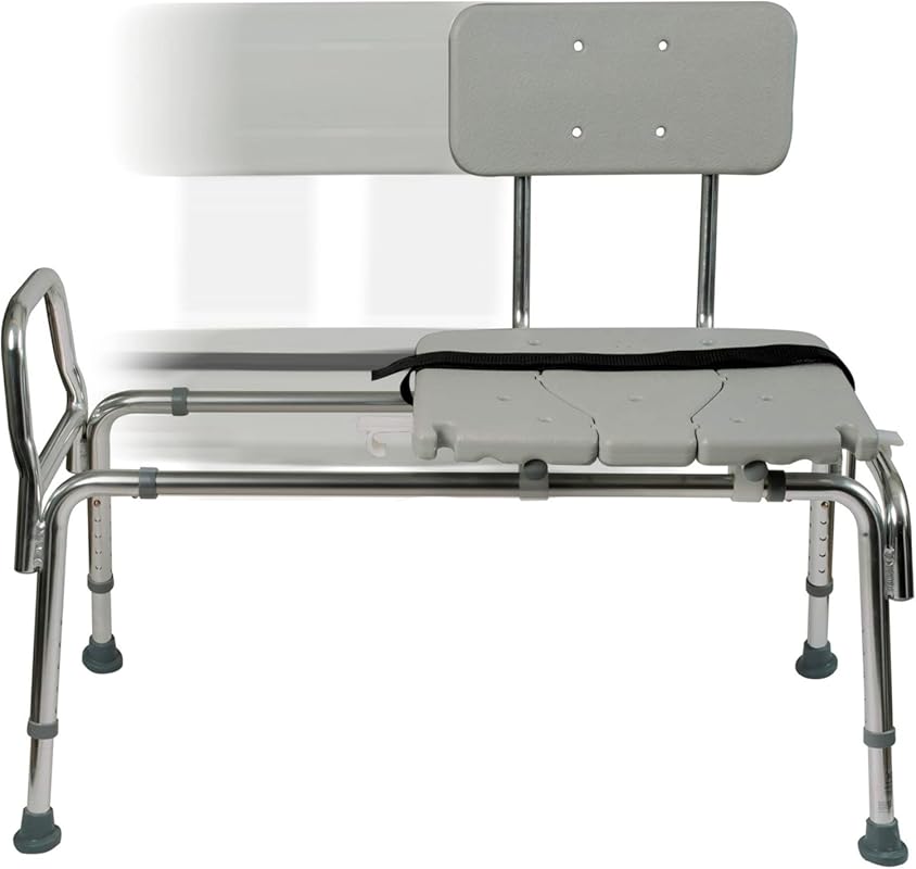 DMI Tub Transfer Bench - Non-Slip Aluminum, FSA Eligible, Adjustable H