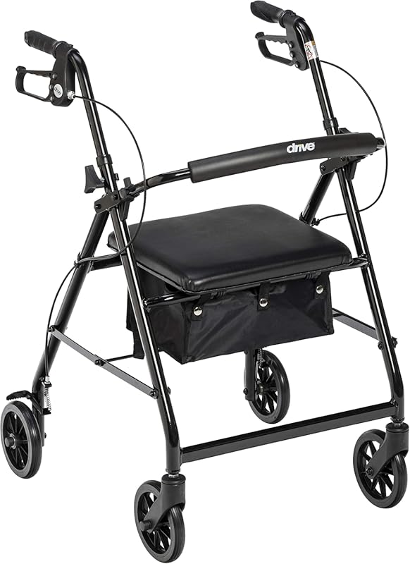 Drive Medical Aluminum Rollator Walker – Fold-Up, Removable Back Suppo