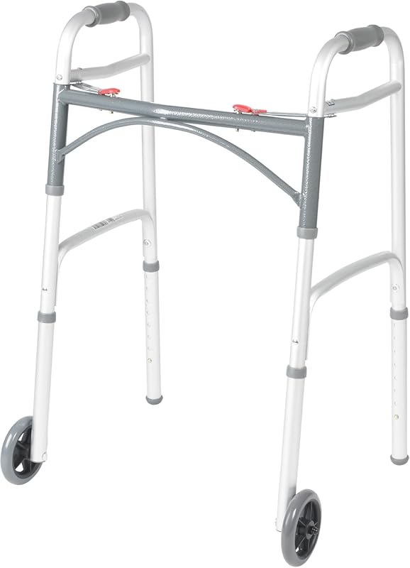 Drive Medical Two-Button Folding Walker: Lightweight, Adjustable Heigh
