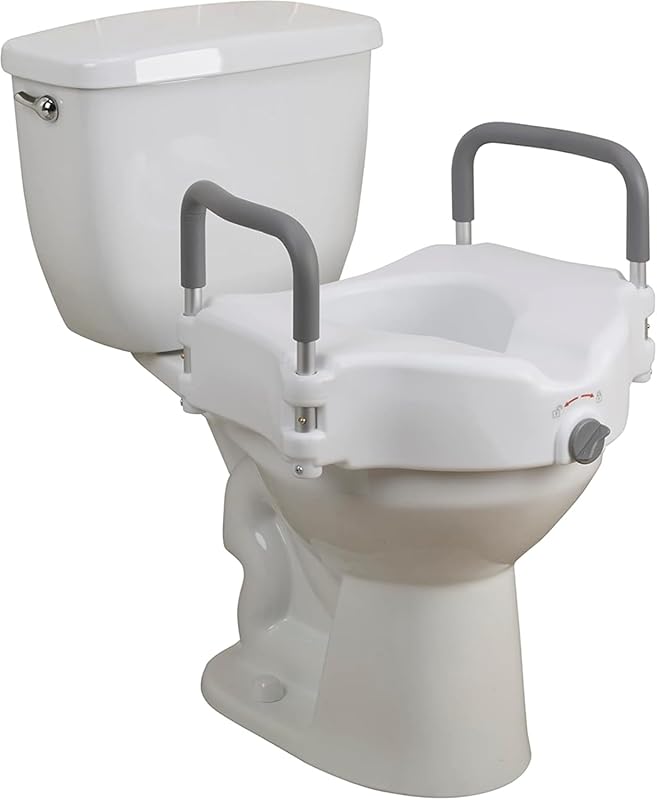 Drive Medical 2-in-1 Raised Toilet Seat with Removable Padded Arms - S
