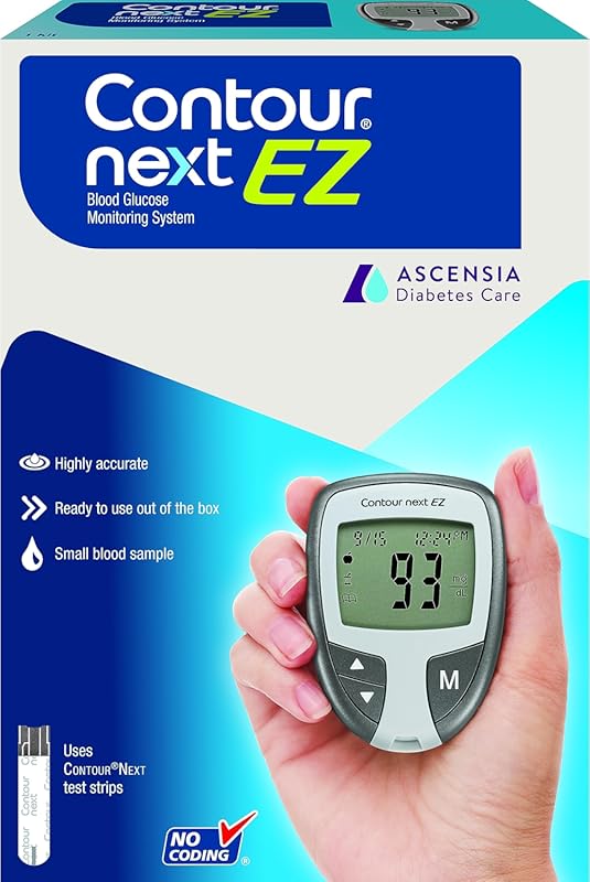 Ascensia CONTOUR NEXT EZ All-in-One Blood Glucose Monitor Kit with Tes
