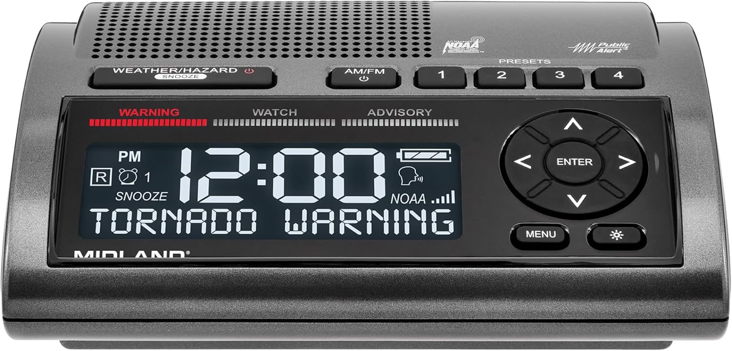 Midland WR400 Weather Radio: NOAA Emergency Alerts, Battery Backup, Lo