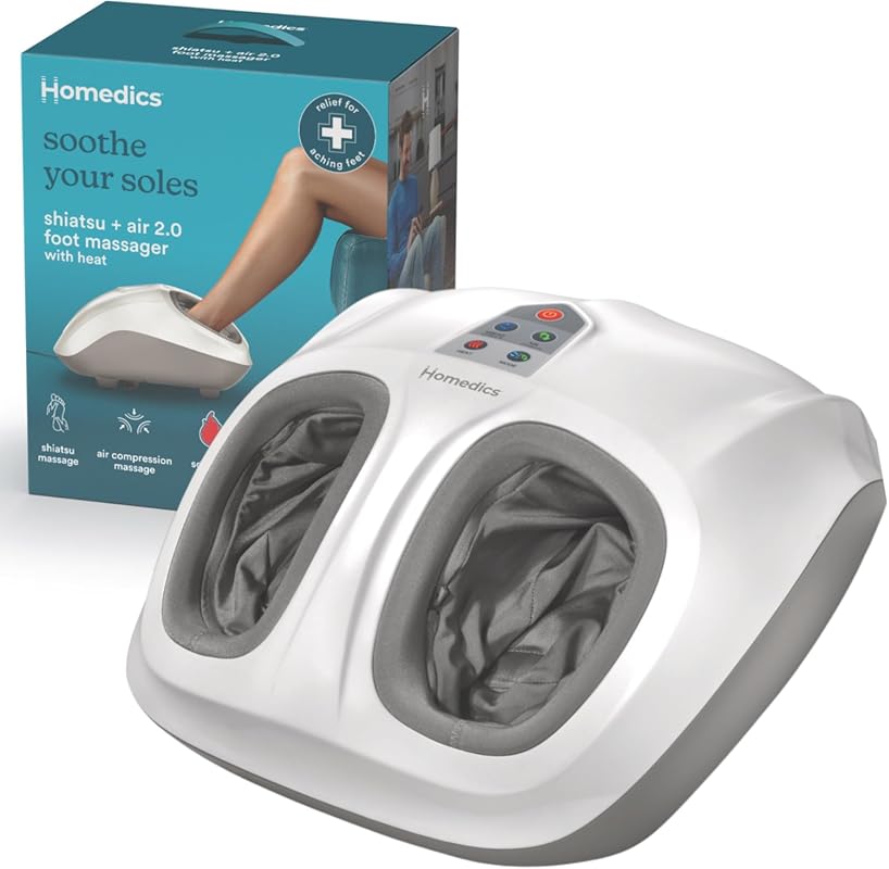 Homedics Shiatsu Air 2.0 Foot Massager: Heat, Air Compression, 3 Contr