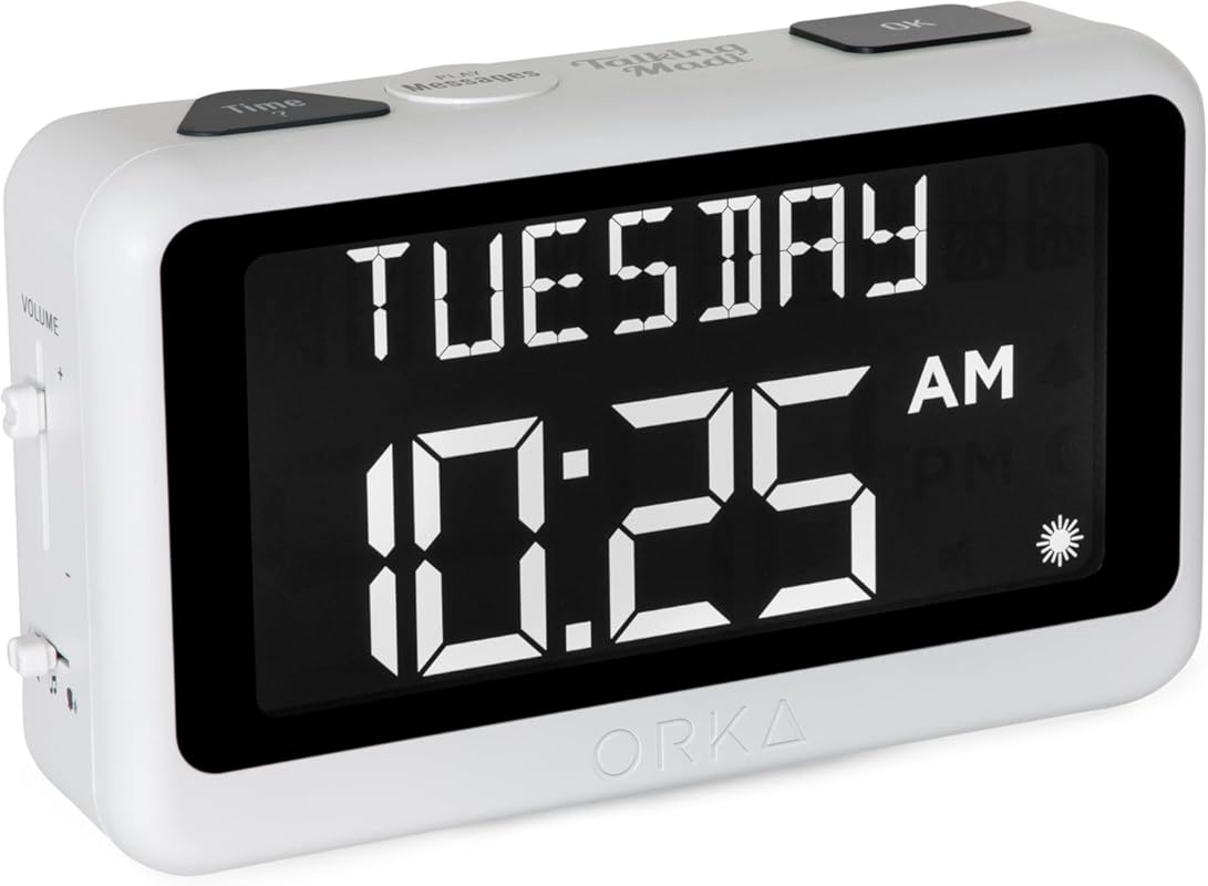 ORKA Voice Recordable Talking Clock with Extra-Large Display, Multiple