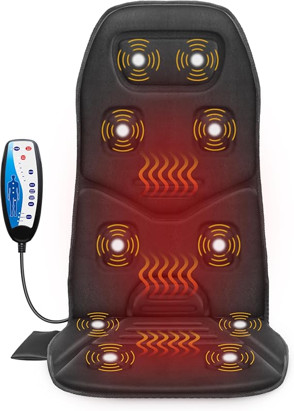 COMFIER Vibration Back Massager Seat Cushion with Heat, 10 Motors Mass