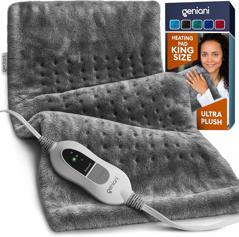 GENIANI Electric Heating Pad: Back Pain Cramps Relief, Auto Shut-Off, 