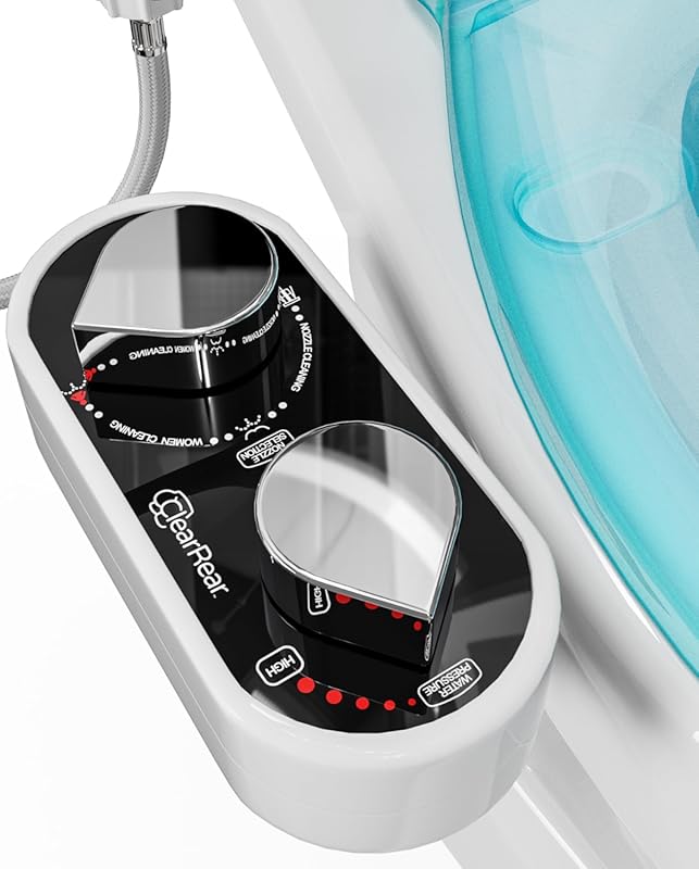 CLEAR REAR Bidet Attachment: Non-Electric Self-Cleaning Nozzles, Leak-